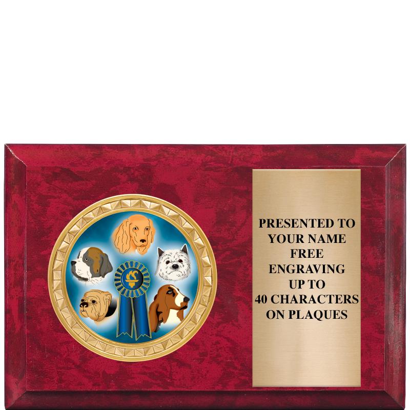 6" X 4" RED MBL INSERT PLQ