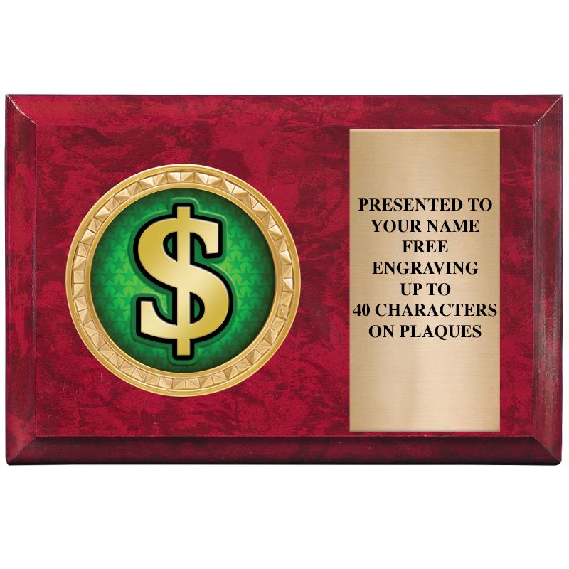 6" X 4" RED MBL INSERT PLQ