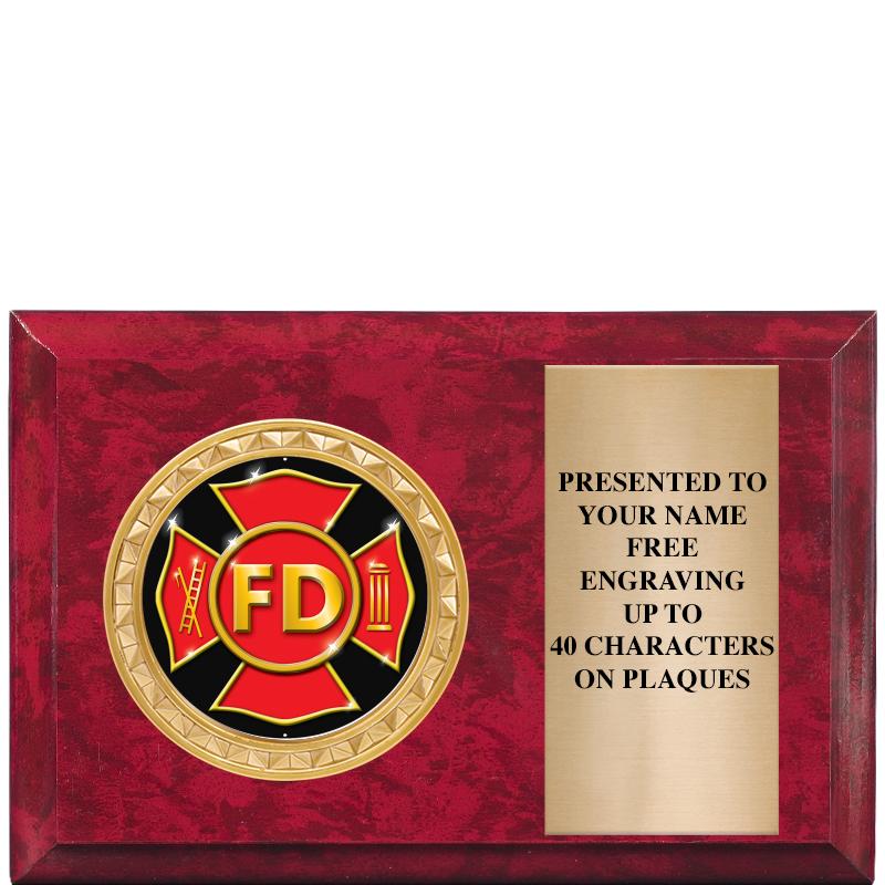 6" X 4" RED MBL INSERT PLQ