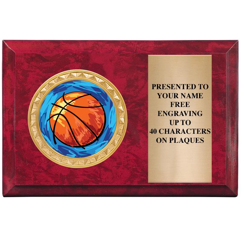 6" X 4" RED MBL INSERT PLQ