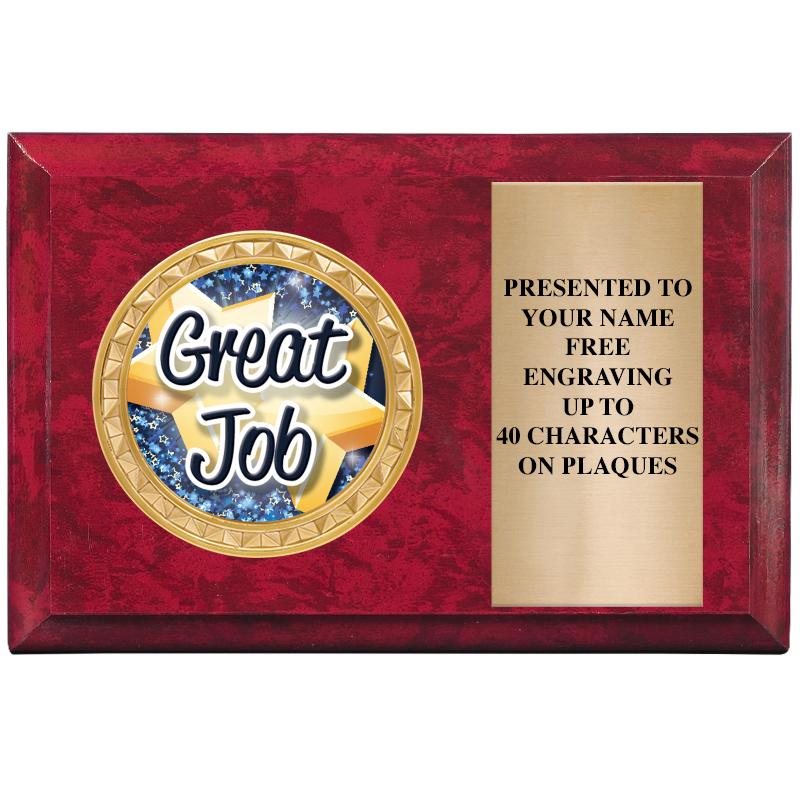 6" X 4" RED MBL INSERT PLQ