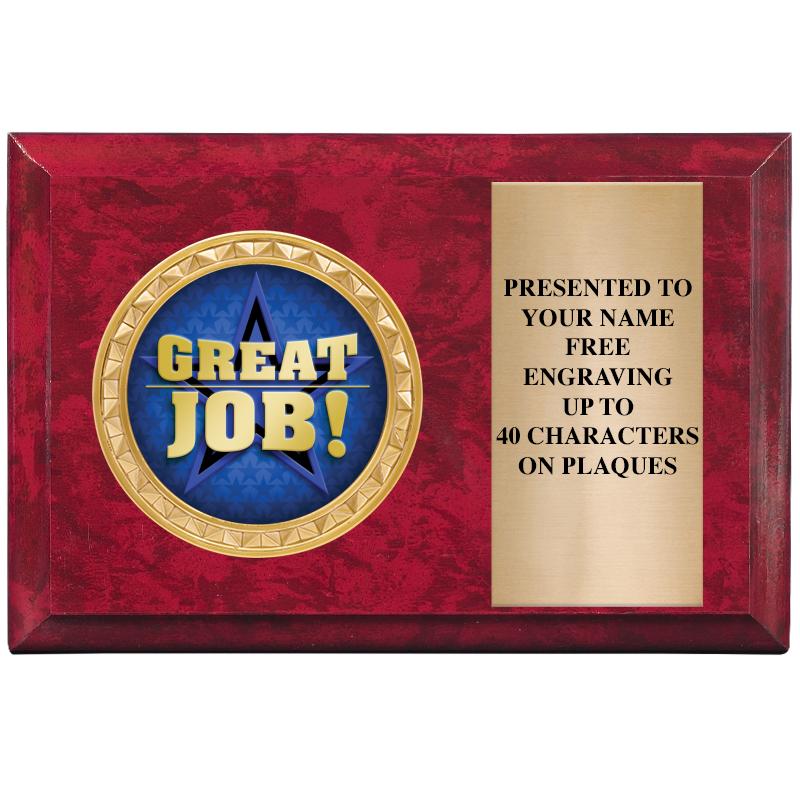 6" X 4" RED MBL INSERT PLQ