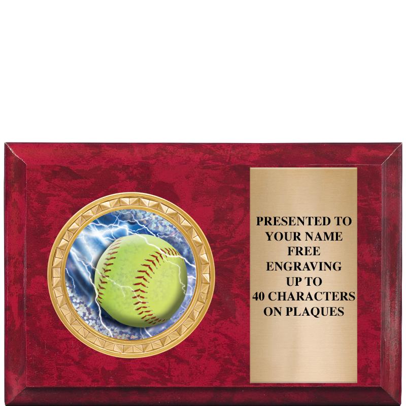 6" X 4" RED MBL INSERT PLQ