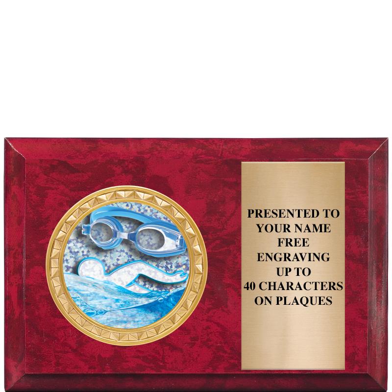 6" X 4" RED MBL INSERT PLQ