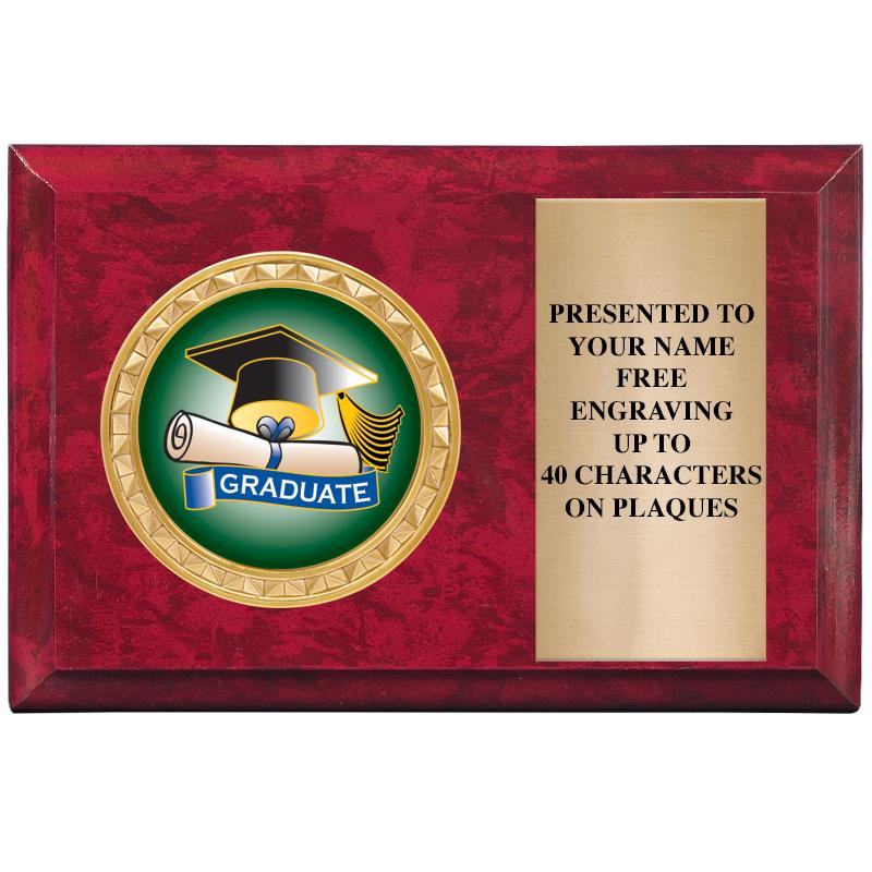 6" X 4" RED MBL INSERT PLQ