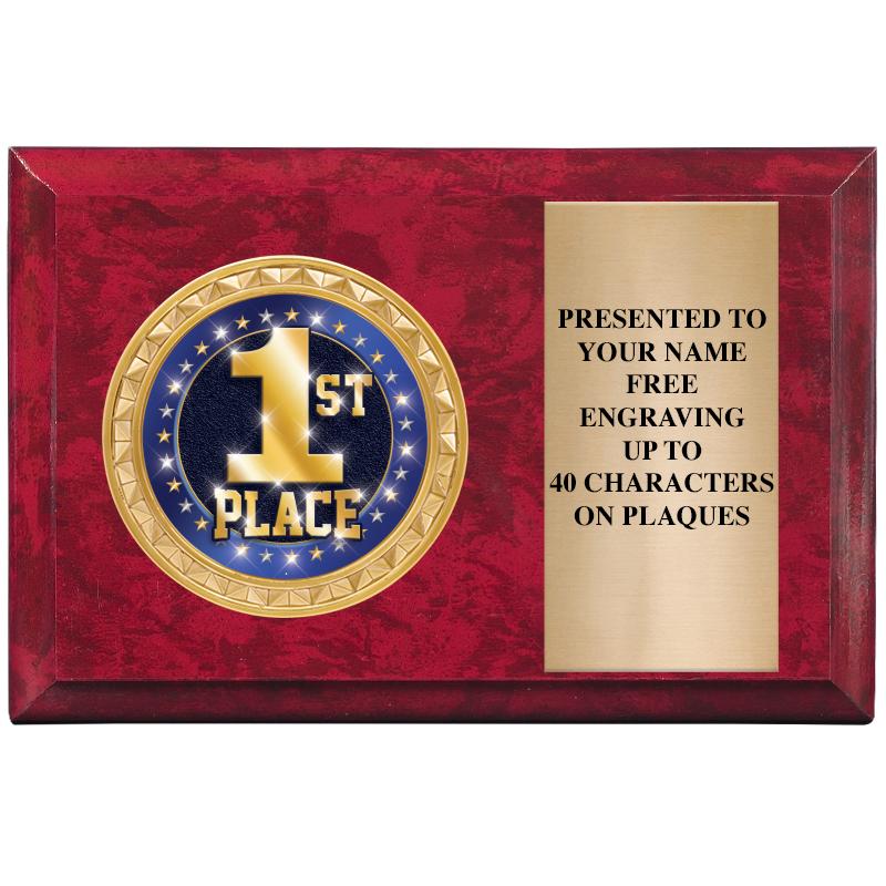 6" X 4" RED MBL INSERT PLQ