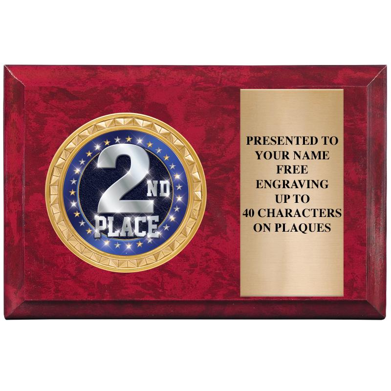 6" X 4" RED MBL INSERT PLQ