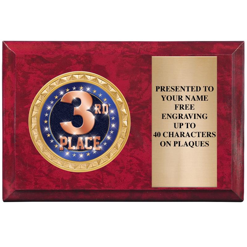 6" X 4" RED MBL INSERT PLQ