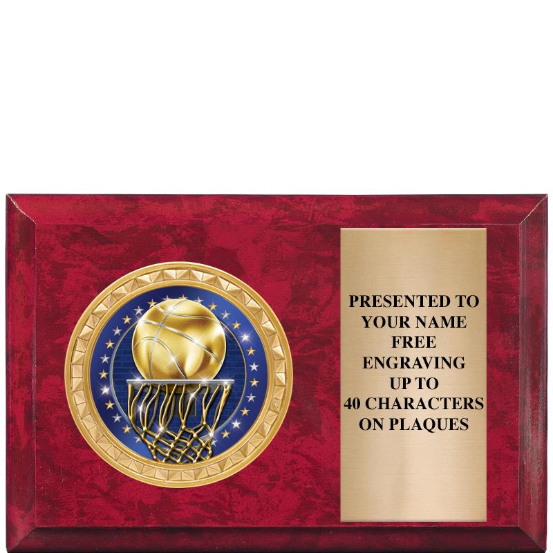 6" X 4" RED MBL INSERT PLQ