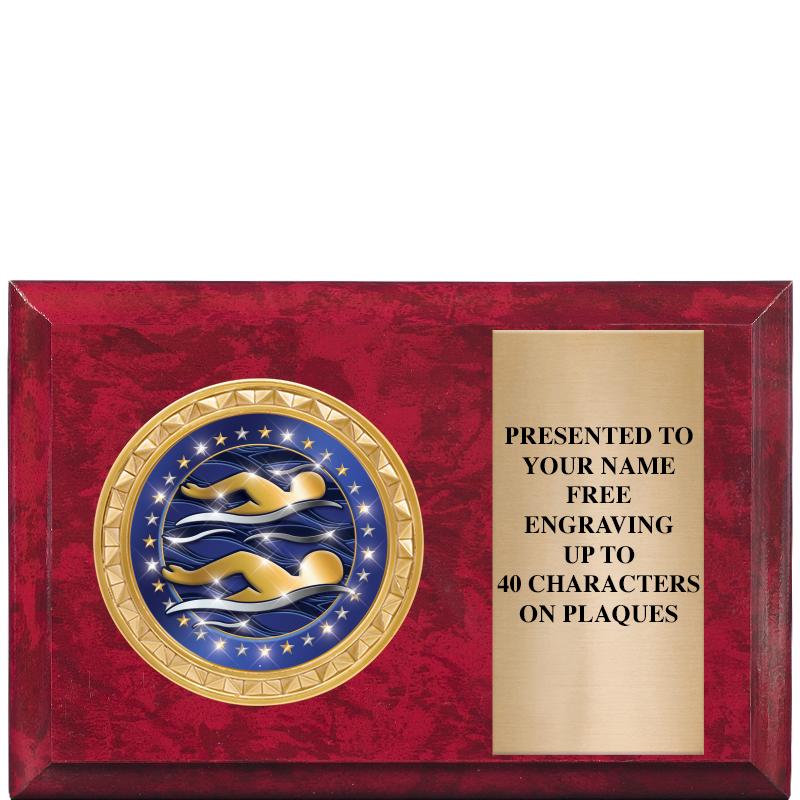 6" X 4" RED MBL INSERT PLQ