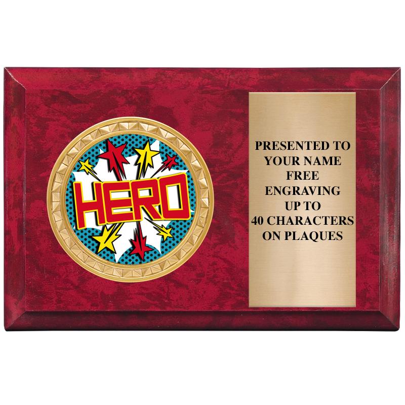 6" X 4" RED MBL INSERT PLQ