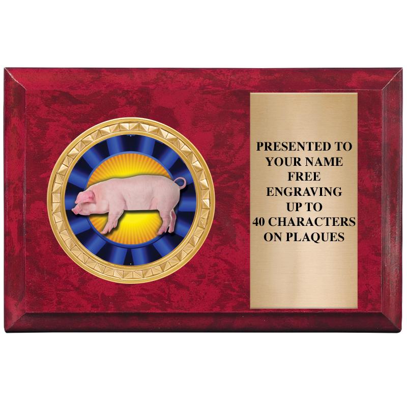 6" X 4" RED MBL INSERT PLQ