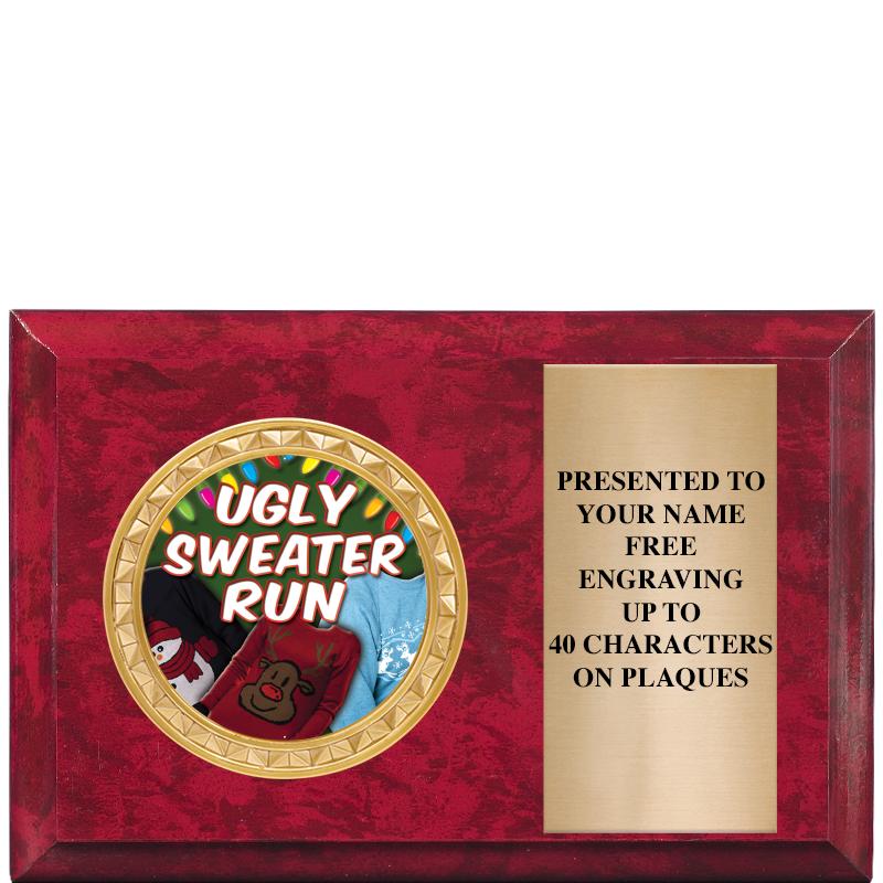 6" X 4" RED MBL INSERT PLQ