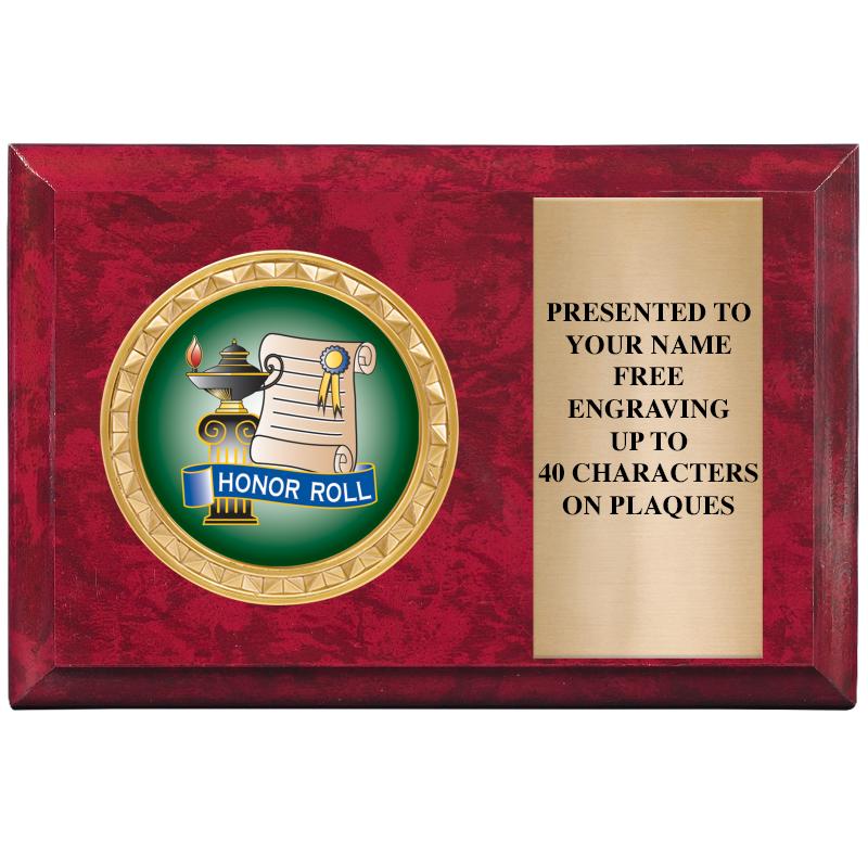 6" X 4" RED MBL INSERT PLQ