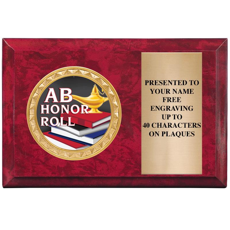 6" X 4" RED MBL INSERT PLQ