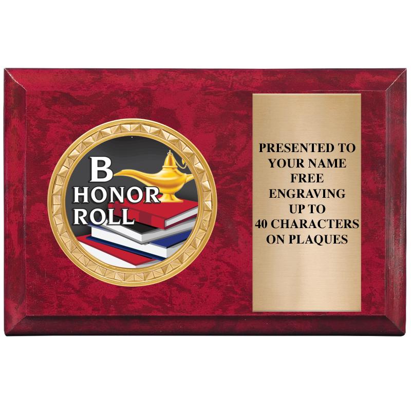 6" X 4" RED MBL INSERT PLQ