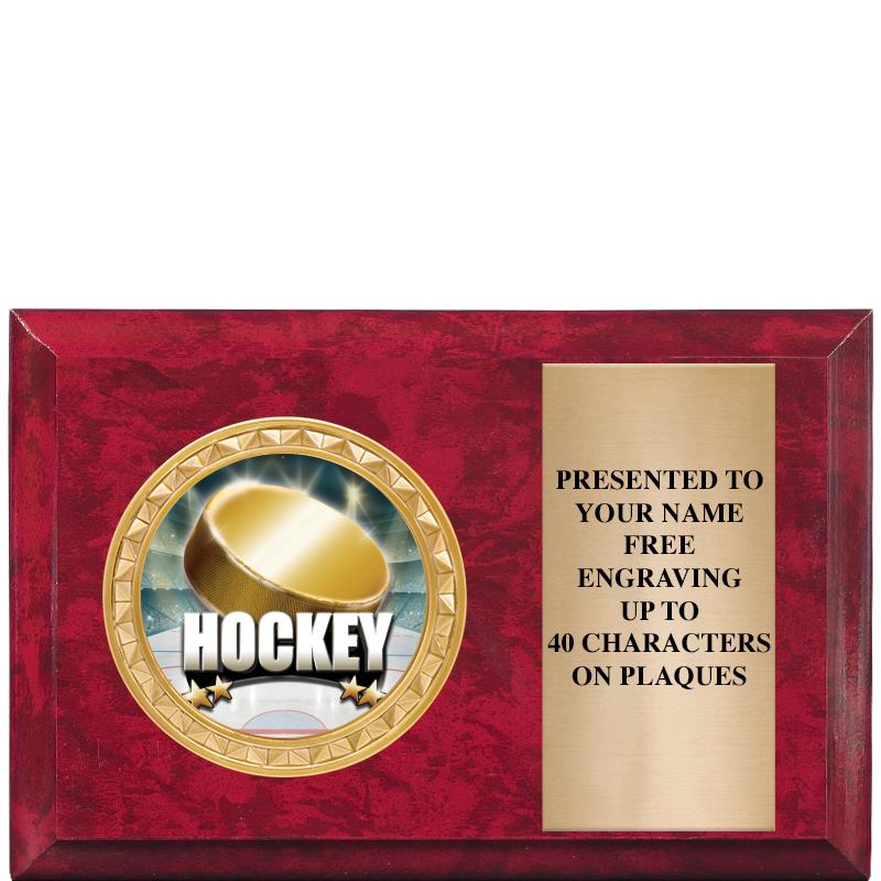 6" X 4" RED MBL INSERT PLQ