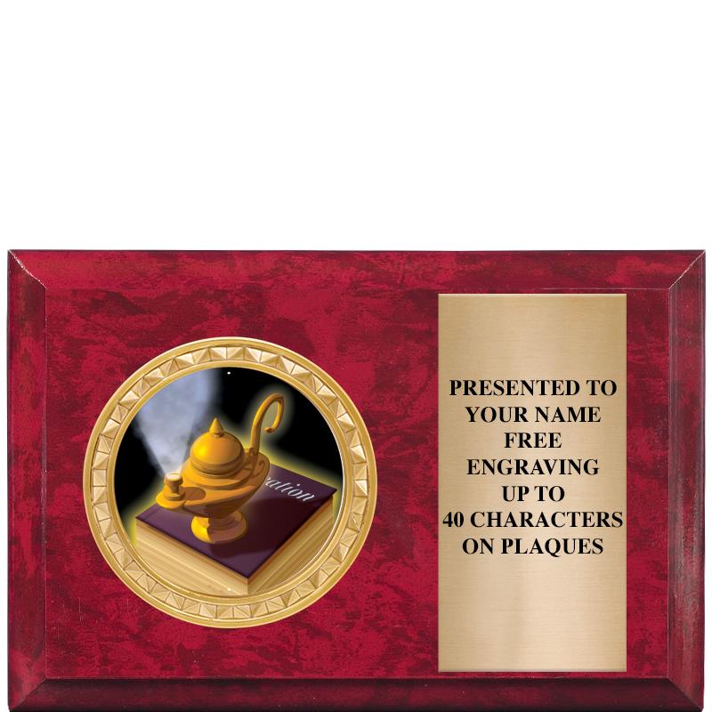 6" X 4" RED MBL INSERT PLQ