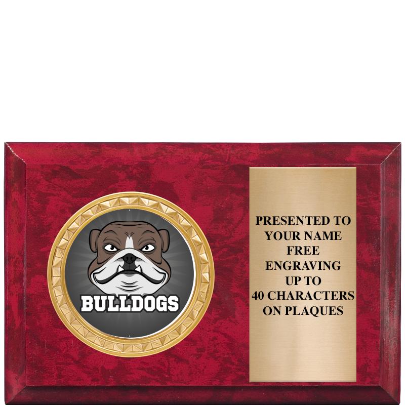 6" X 4" RED MBL INSERT PLQ