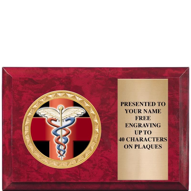 6" X 4" RED MBL INSERT PLQ