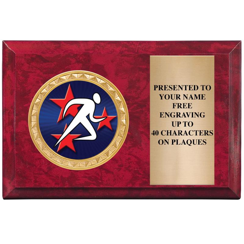 6" X 4" RED MBL INSERT PLQ