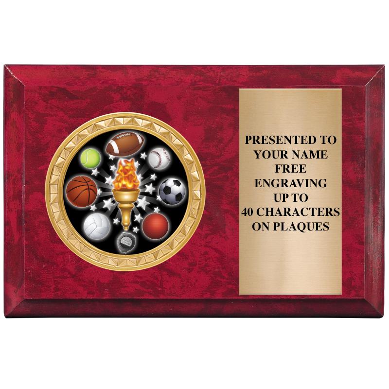 6" X 4" RED MBL INSERT PLQ