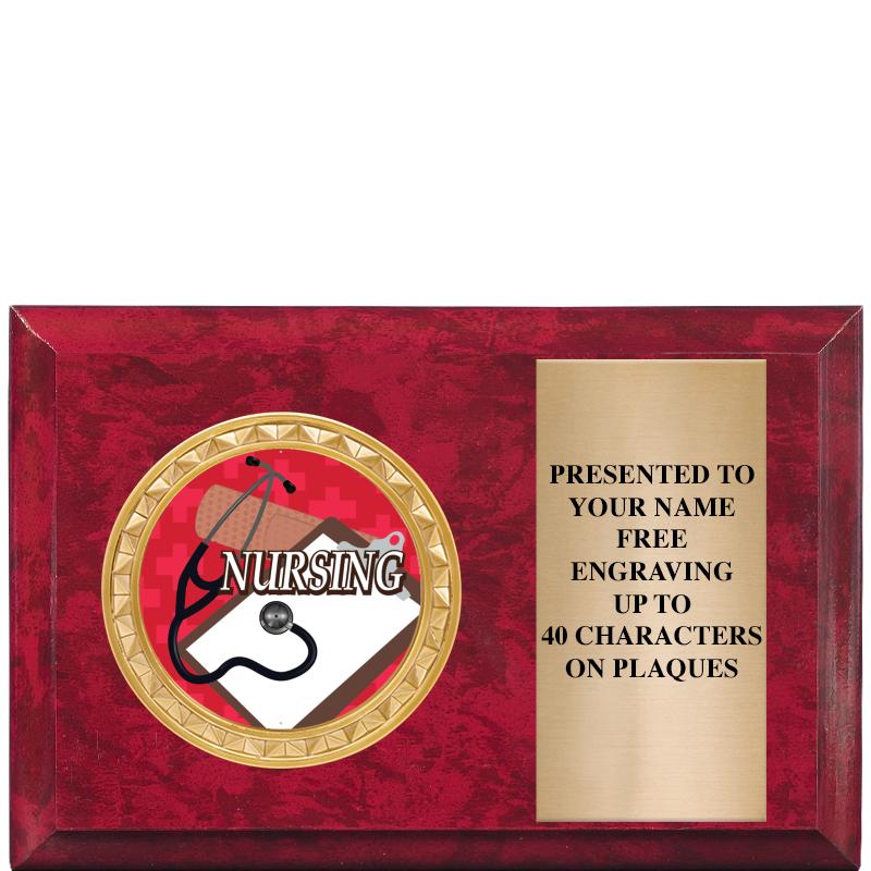 6" X 4" RED MBL INSERT PLQ