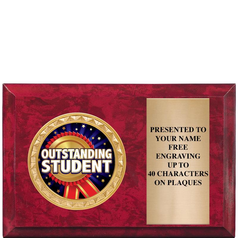 6" X 4" RED MBL INSERT PLQ