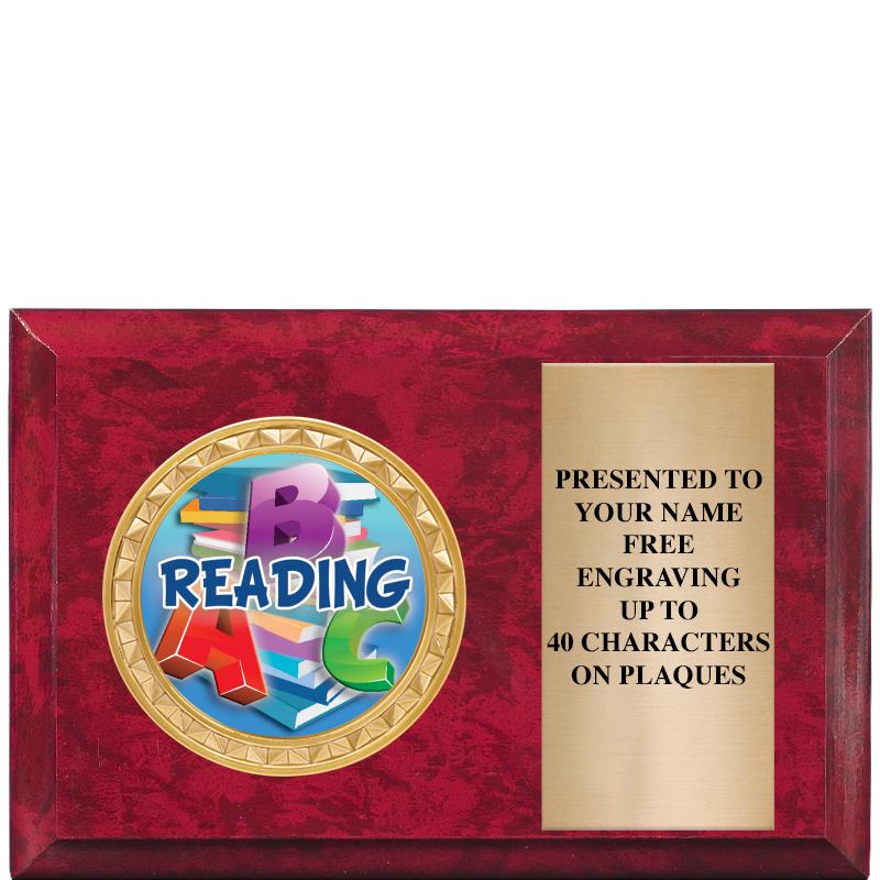 6" X 4" RED MBL INSERT PLQ