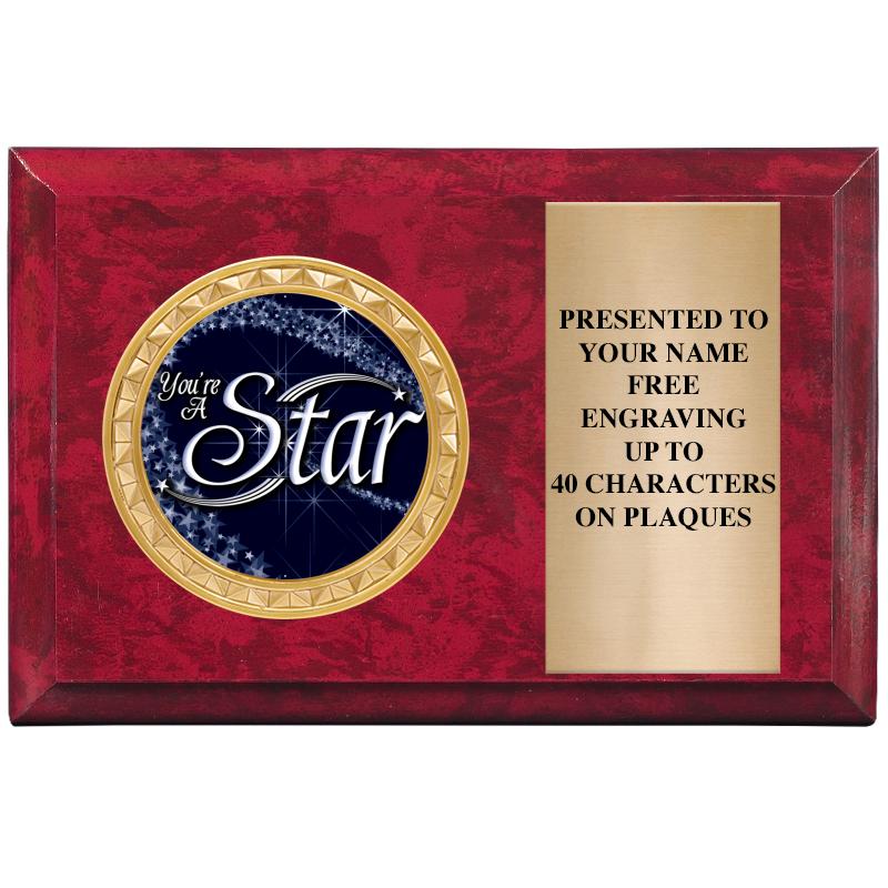 6" X 4" RED MBL INSERT PLQ