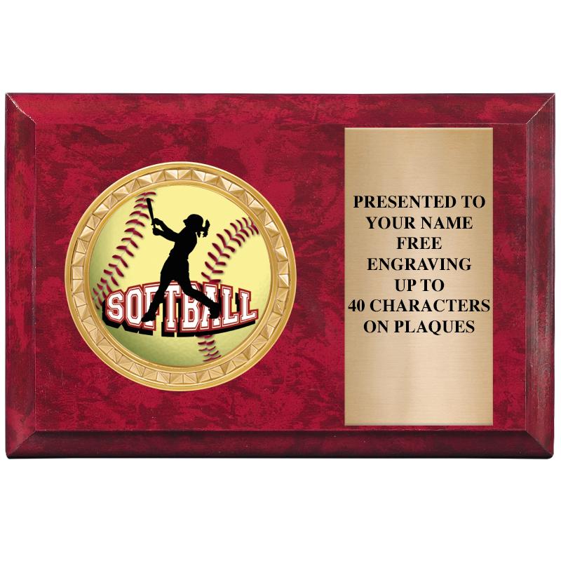 6" X 4" RED MBL INSERT PLQ