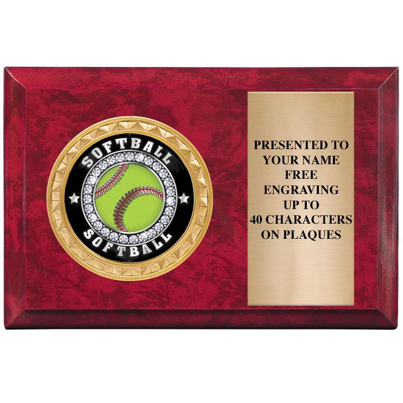 6" X 4" RED MBL INSERT PLQ