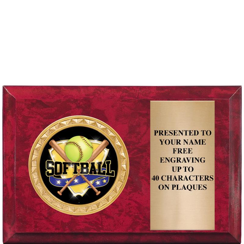 6" X 4" RED MBL INSERT PLQ