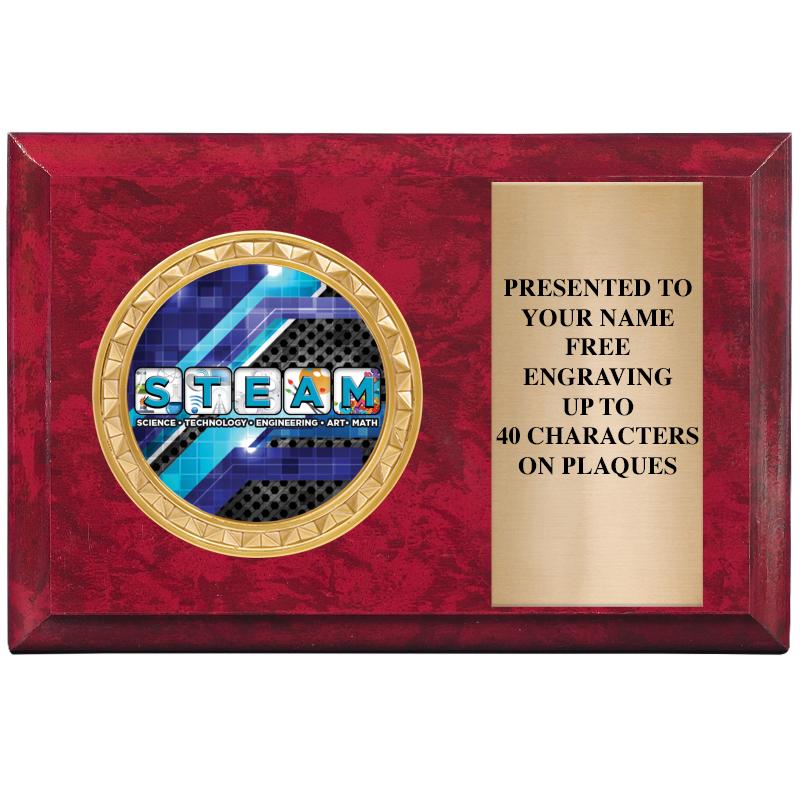 6" X 4" RED MBL INSERT PLQ