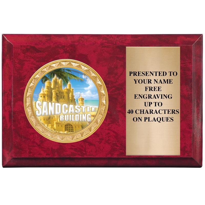 6" X 4" RED MBL INSERT PLQ