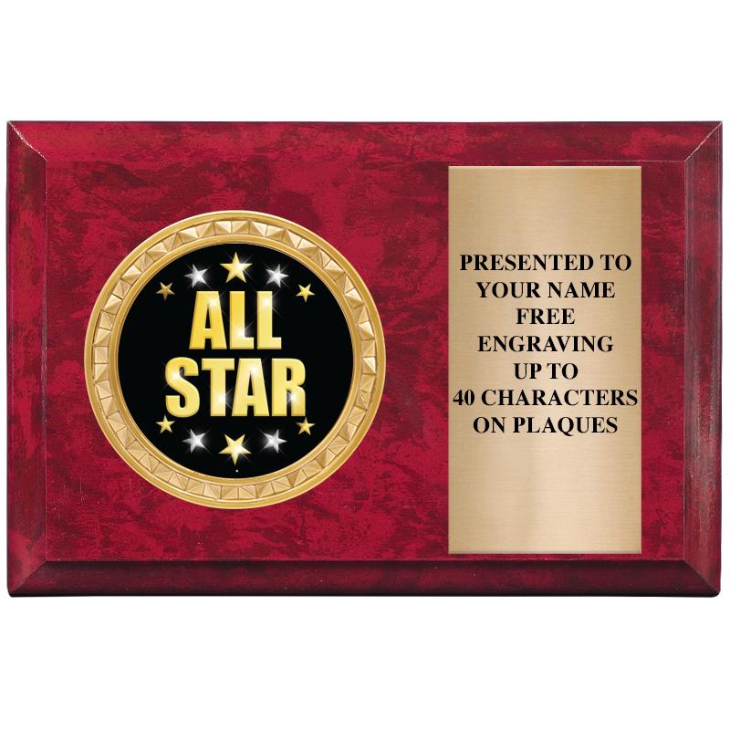 6" X 4" RED MBL INSERT PLQ