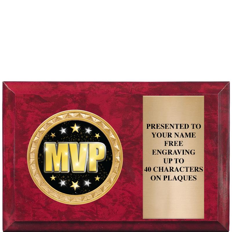 6" X 4" RED MBL INSERT PLQ