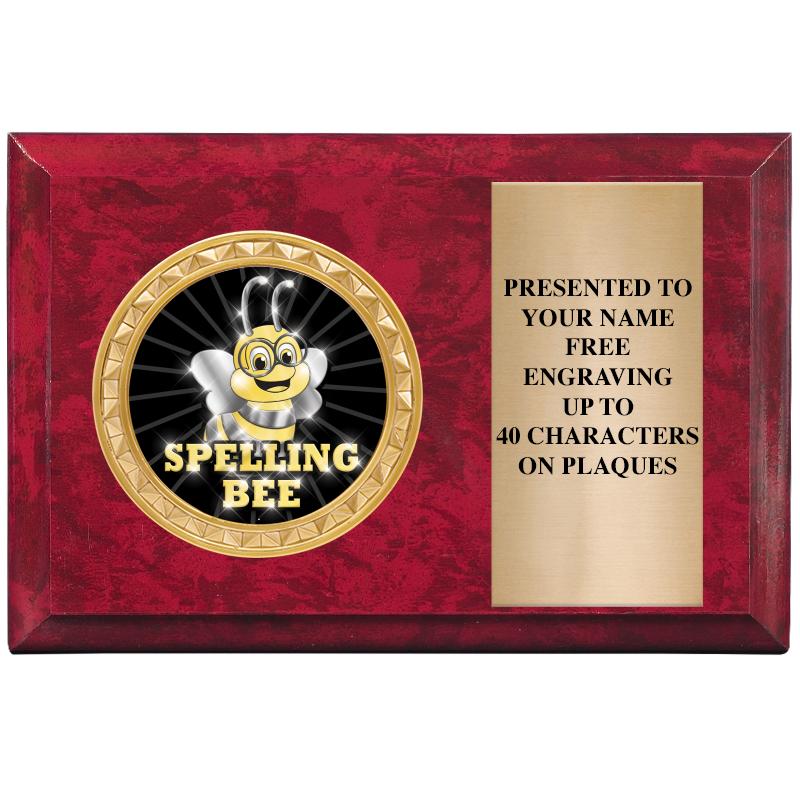 6" X 4" RED MBL INSERT PLQ