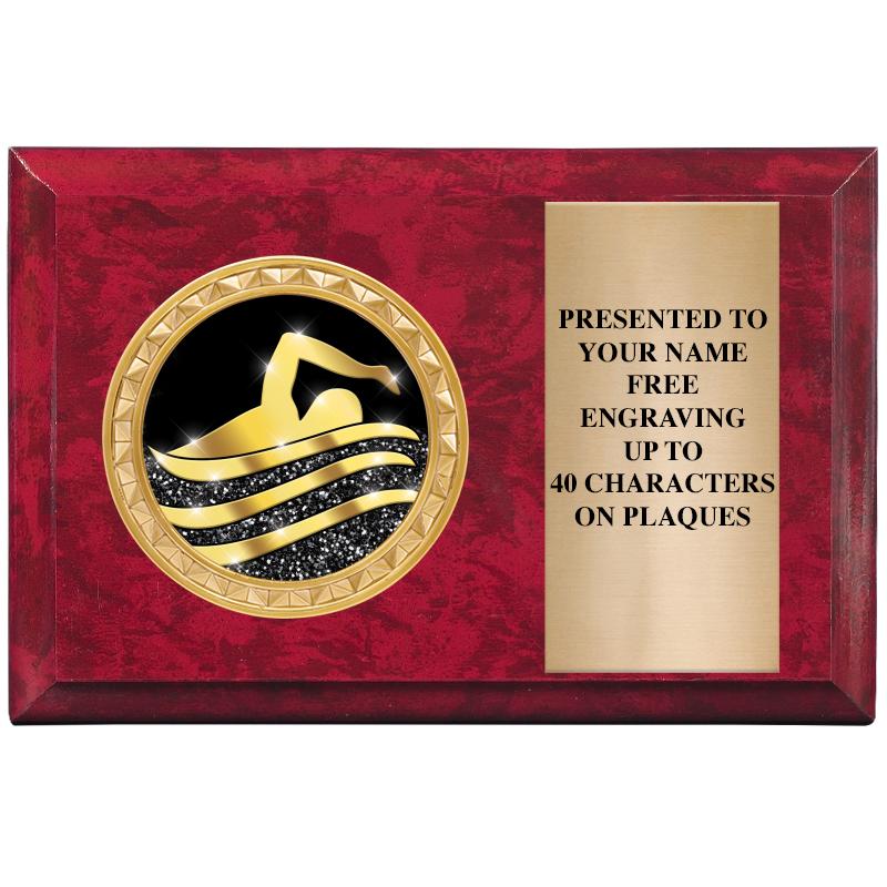 6" X 4" RED MBL INSERT PLQ