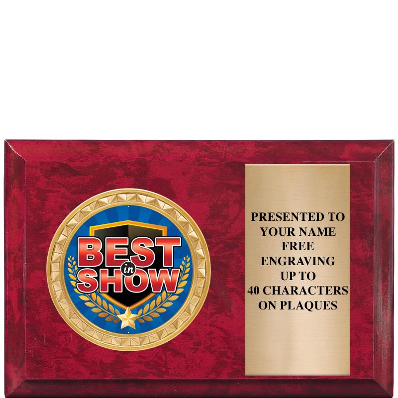 6" X 4" RED MBL INSERT PLQ