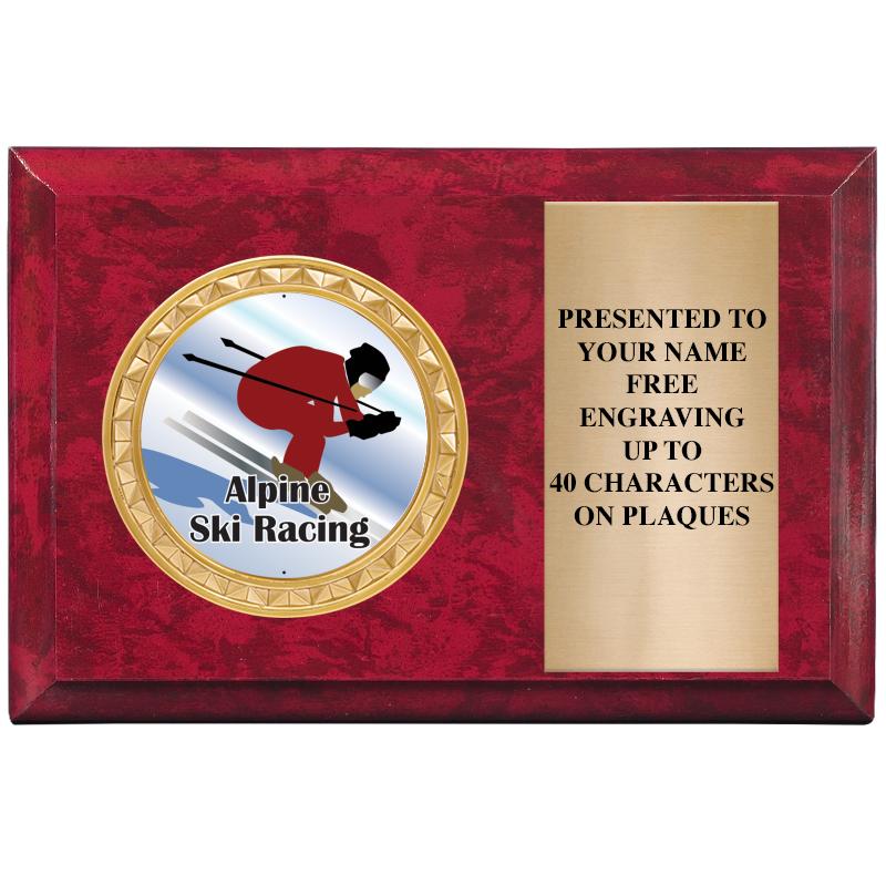 6" X 4" RED MBL INSERT PLQ