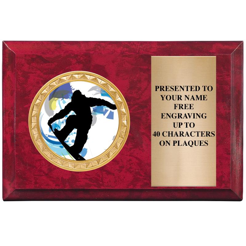 6" X 4" RED MBL INSERT PLQ