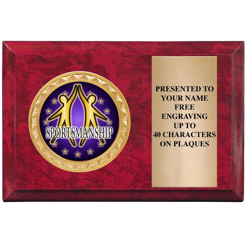 6" X 4" RED MBL INSERT PLQ