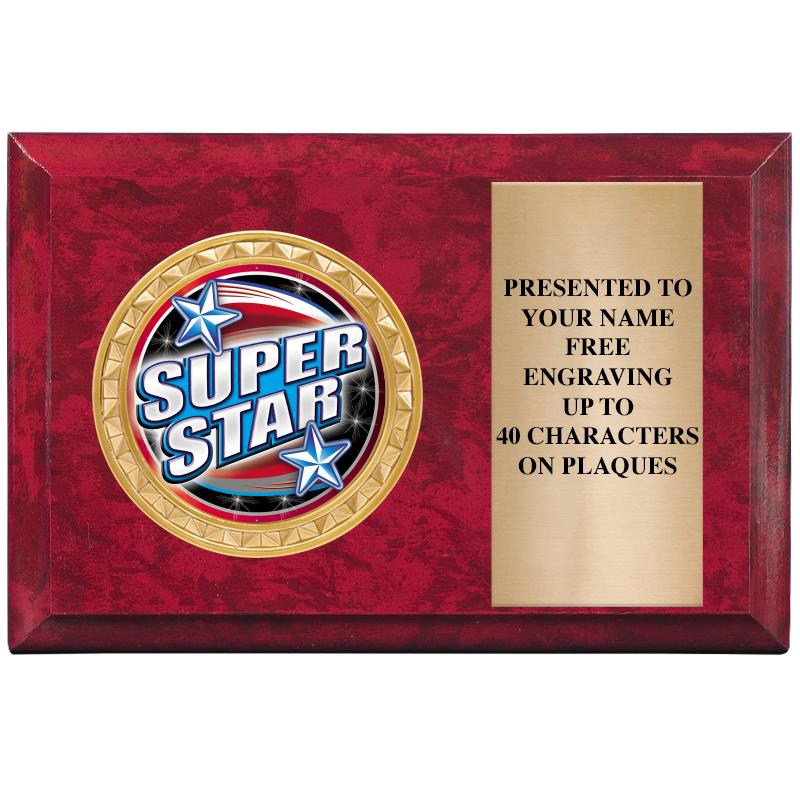 6" X 4" RED MBL INSERT PLQ