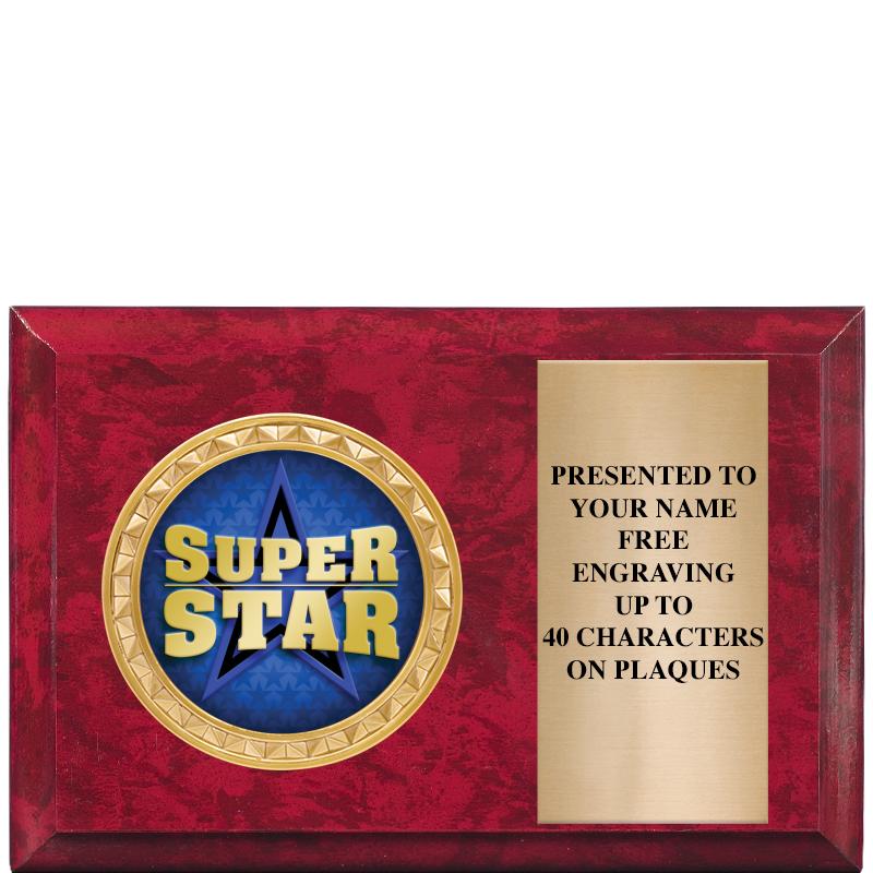 6" X 4" RED MBL INSERT PLQ