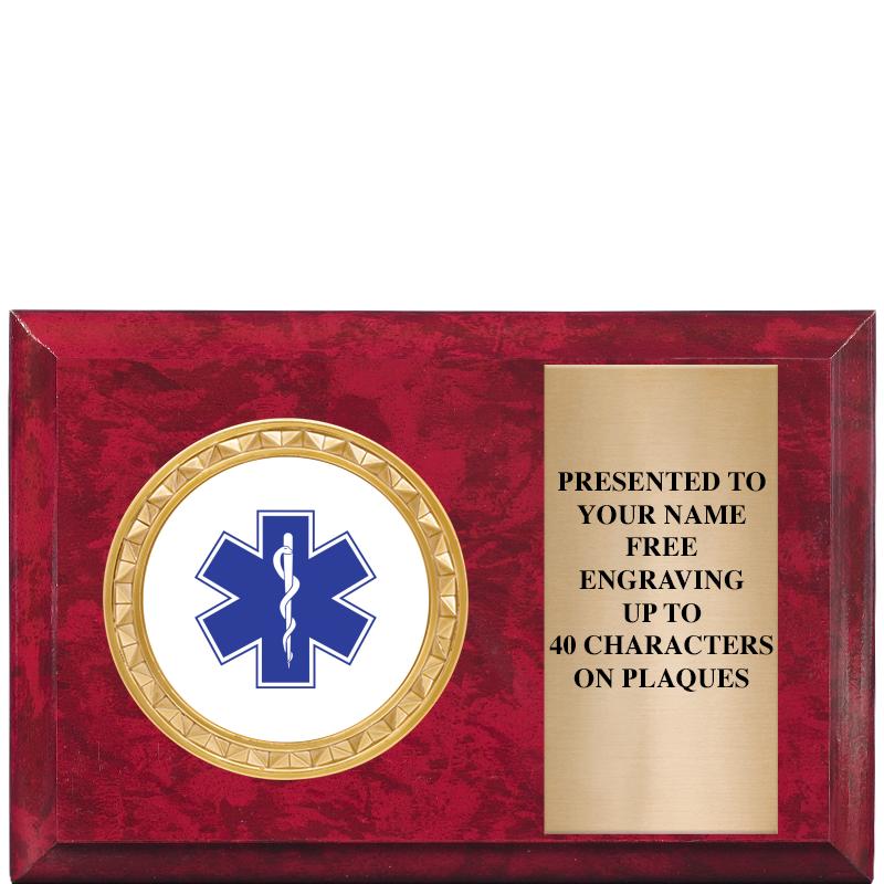 6" X 4" RED MBL INSERT PLQ