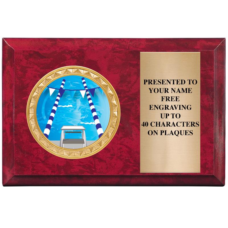 6" X 4" RED MBL INSERT PLQ