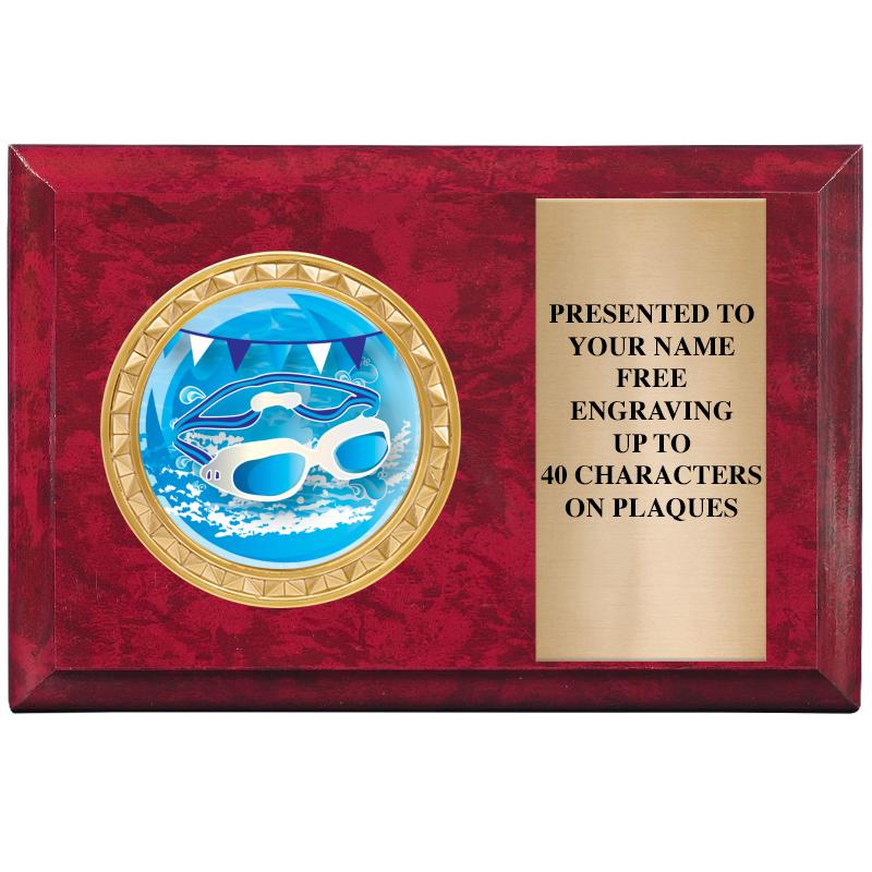 6" X 4" RED MBL INSERT PLQ