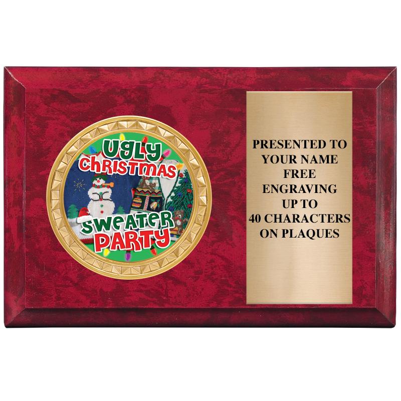 6" X 4" RED MBL INSERT PLQ