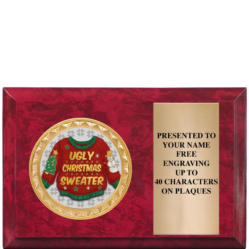 6" X 4" RED MBL INSERT PLQ